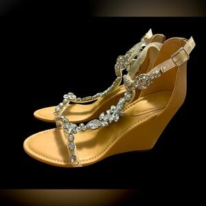Nude and Rhinestone Wedges